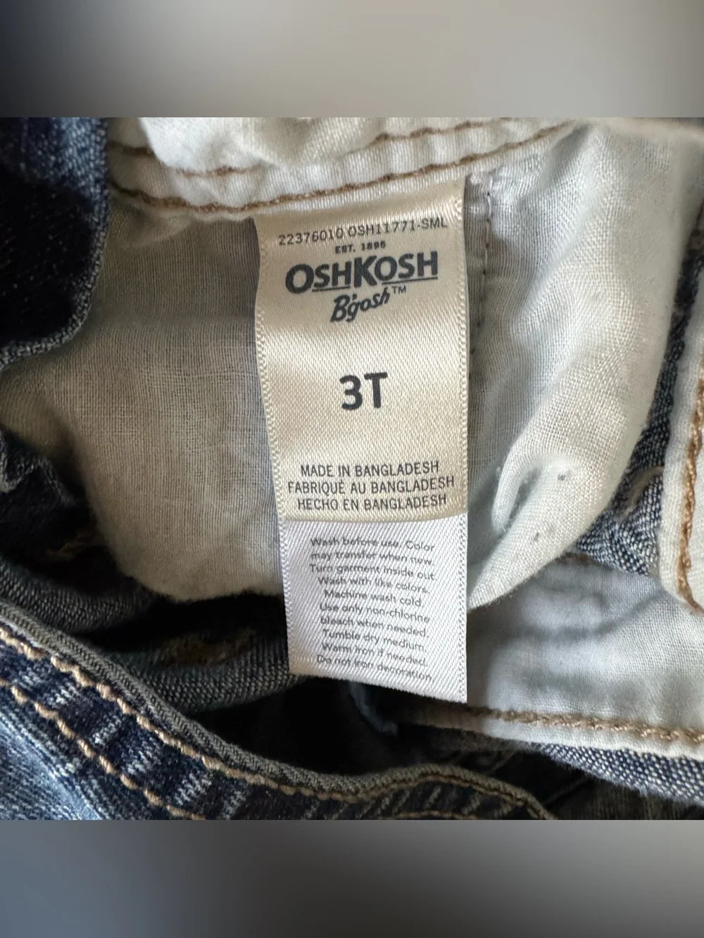 OshKosh Blue Denim Jean Kids Overalls Boys 3T